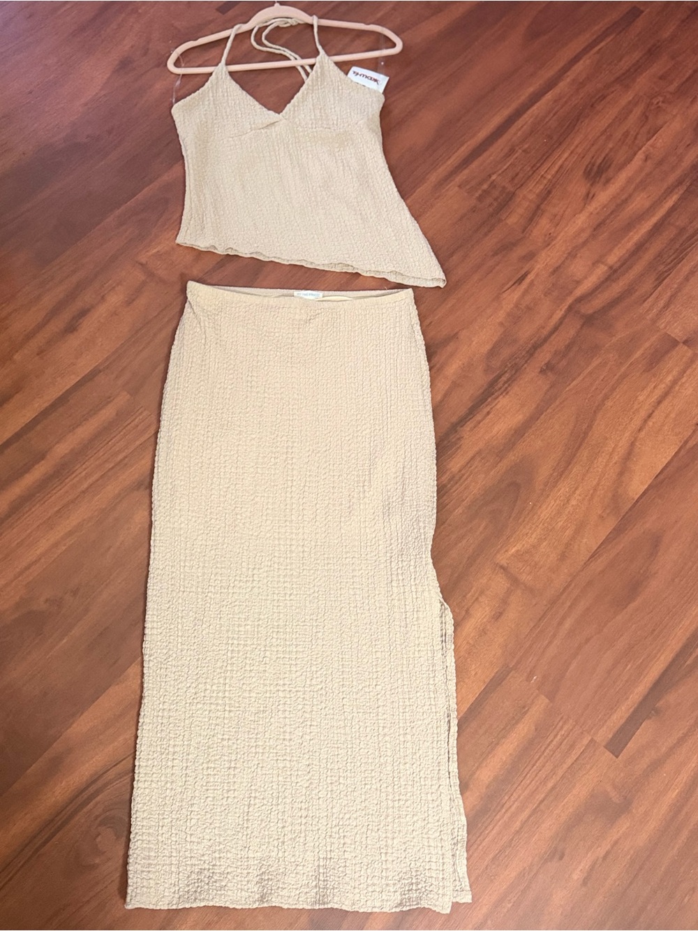 See You Monday Cream Textured Two Piece Set Size XL NWT